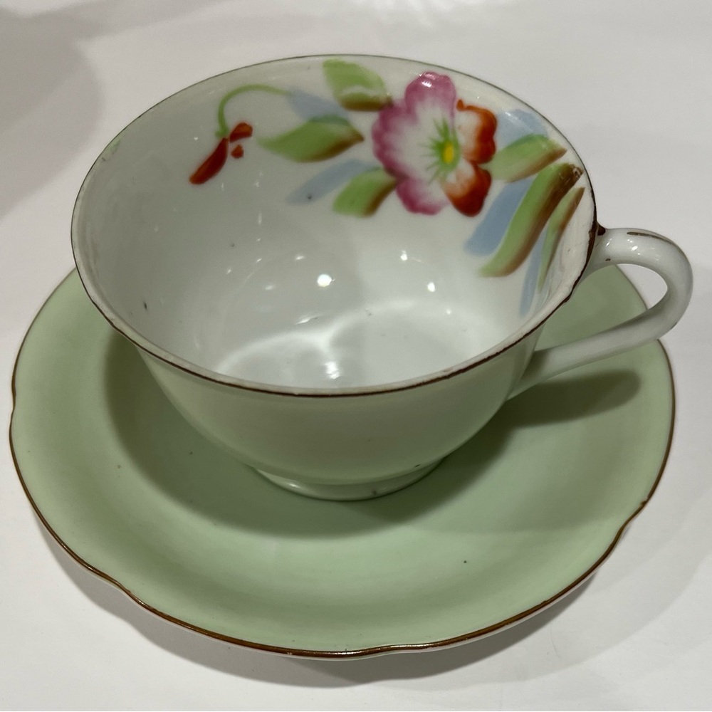 Vintage Hand-Painted Tea Cup and Saucer